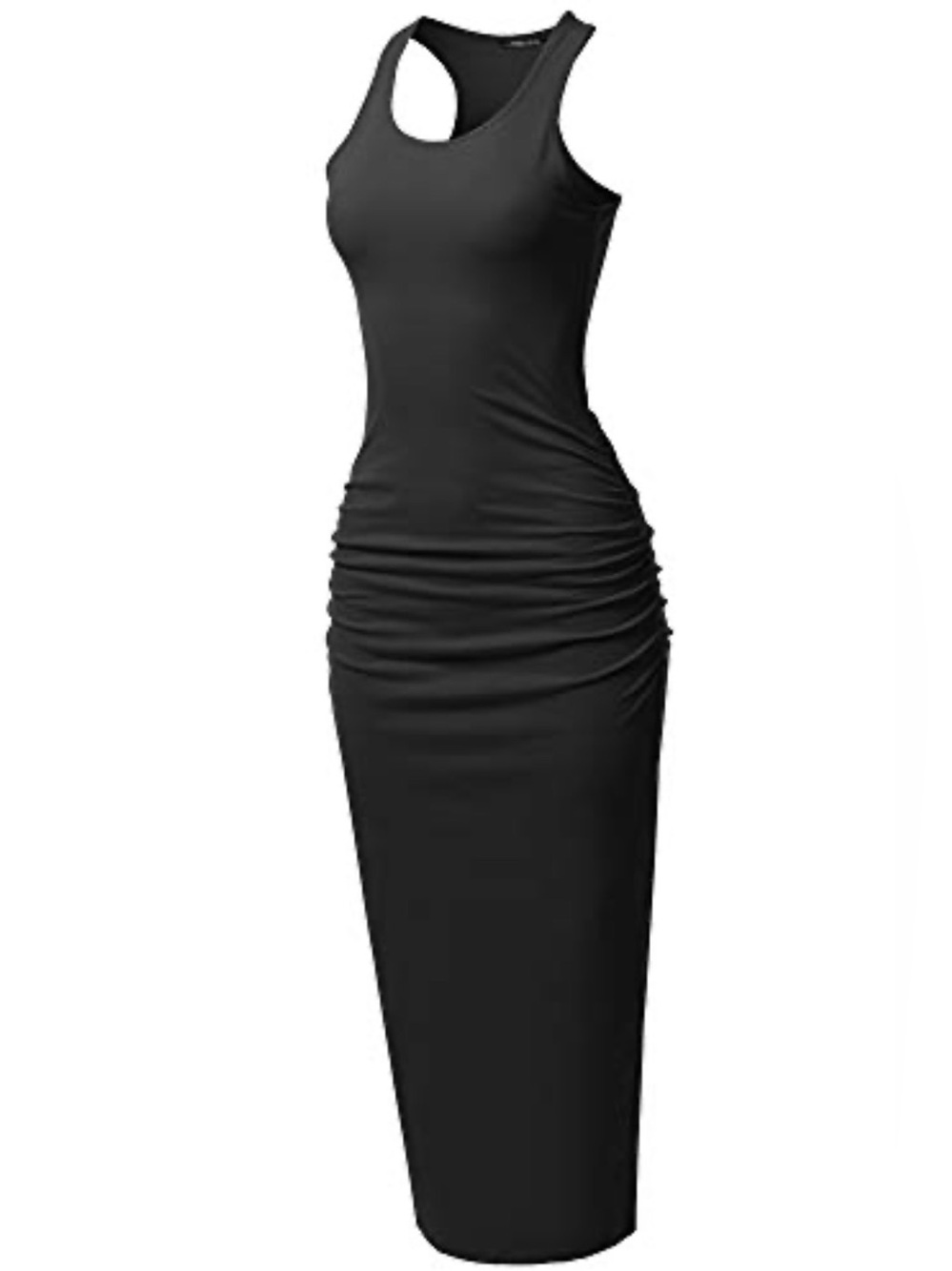 Gothic Dress Black Racerback Midi Bodycon Stretchy, Sexy size 2X
